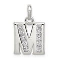 thumbnail image 1 of Sterling Silver White CZ Letter M Initial Pendant Charm, 1 of 4