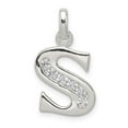 thumbnail image 1 of Sterling Silver White CZ Letter S Initial Pendant Charm, 1 of 4