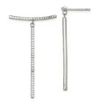 thumbnail image 1 of Sterling Silver White Cubic Zirconia Dangle Bar Post Earrings, 1 of 3