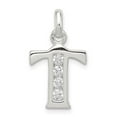thumbnail image 1 of Sterling Silver White Cz Letter T Initial Pendant, 1 of 4
