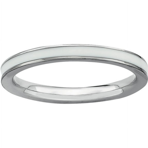 Sterling Silver White-Enameled 2.25mm Ring