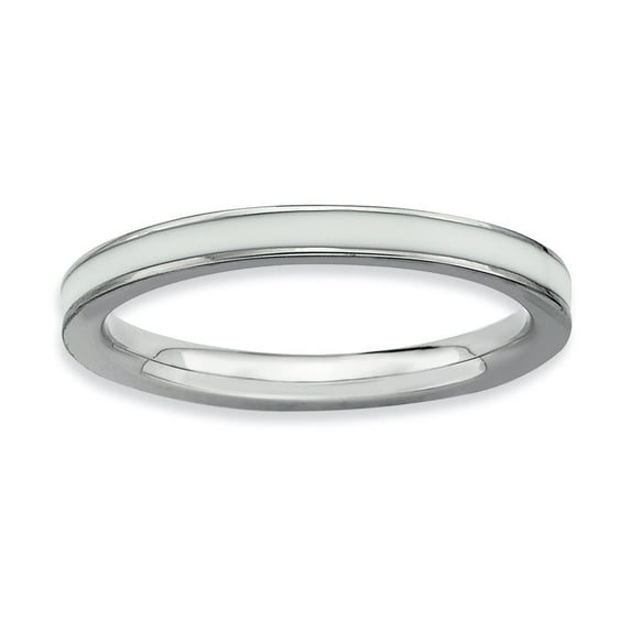 Sterling Silver White-Enameled 2.25mm Ring