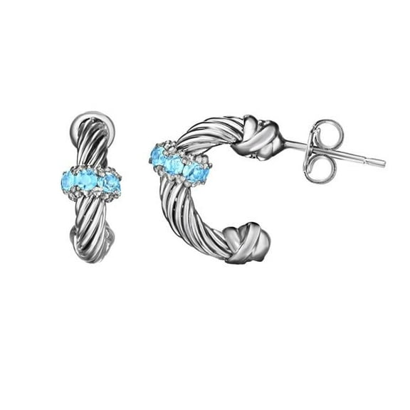 Sterling Silver White Gold Polished Earring with Push Back Lobster Clasp