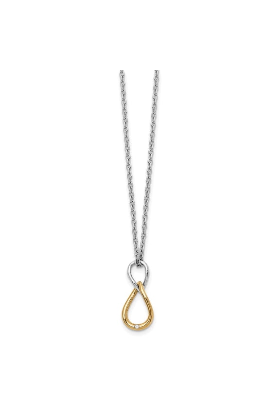Sterling Silver White Ice Gold-Flashed Diamond Necklace - .005 dwt - 18 Inch - Measures 8mm Wide
