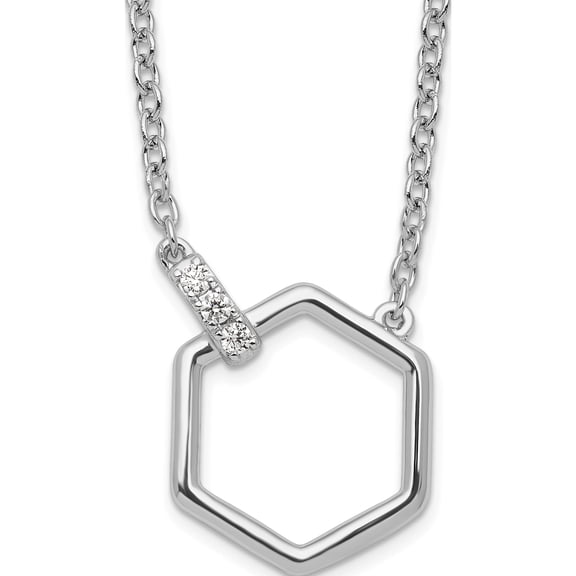 Jewelry by Sweet Pea White Ice Sterling Silver Rhodium-plated 18 Inch Diamond Hexagon Necklace