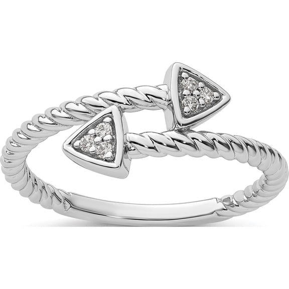 Sterling Silver White Ice Rhodium-Plated Diamond Arrow Ringsize 8 - Jbsp