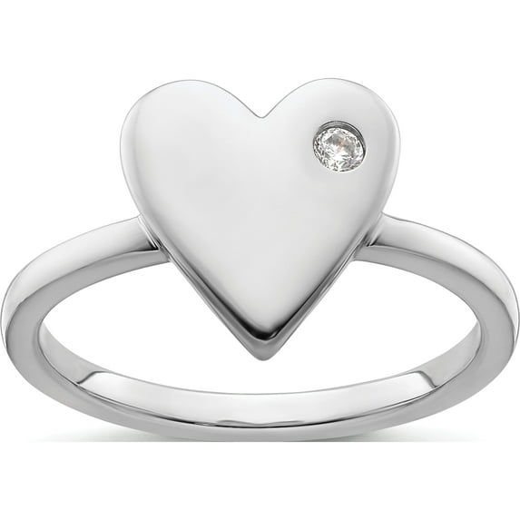 Sterling Silver White Ice Rhodium-Plated Diamond Heart Ringsize 6 - Jbsp