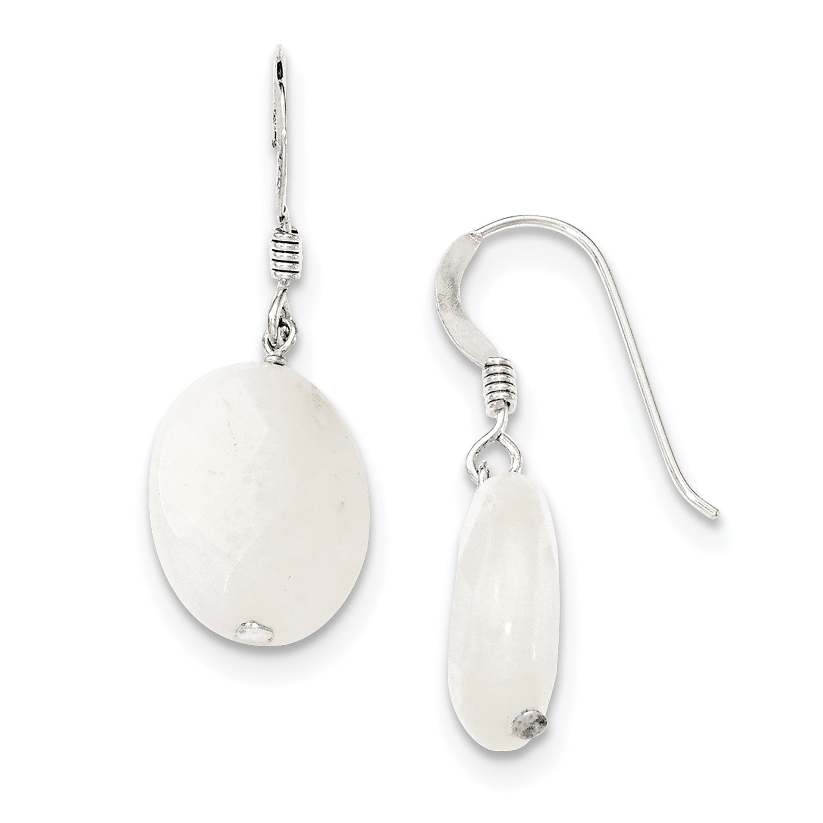 ZEN JEWELZ Sterling Silver White Jade Earrings Sterling Silver Earrings