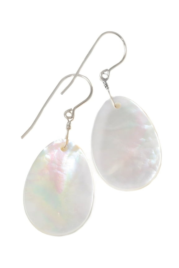 Sterling Silver White Pearl Teardrop Earrings Dangle Jewelry MOP Drops Designed