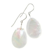 SPYGLASS DESIGNS Sterling Silver White Mother of Pearl Earrings Large Simple Teardrop Shape MOP Drops Designed for Adult Women and Teen Girls