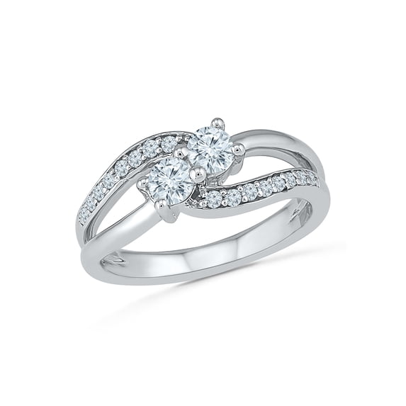 Sterling Silver White Round Diamond Fashion Ring (0.50 CTTW)