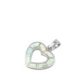 thumbnail image 1 of Sterling Silver White Simulated Opal Heart Pendant Promise Anniversary Charm 925 Jewelry Female, 1 of 3