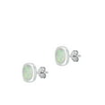 thumbnail image 1 of Sterling Silver White Simulated Opal High Polished Stud Earrings .925 New Jewelry Female Unisex, 1 of 3