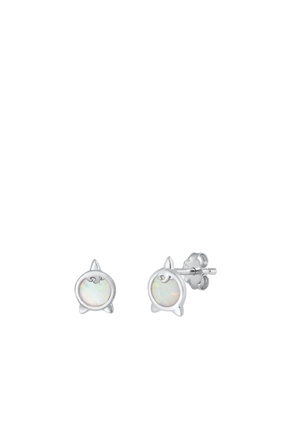 Sterling Silver White Simulated Opal High Polished Unicorn Earrings Jewelry Female Unisex