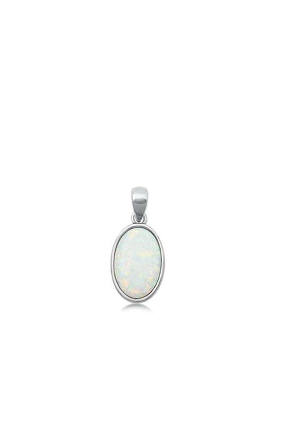 Sterling Silver White Simulated Opal Pendant Oval Charm 925 New Jewelry Female Unisex