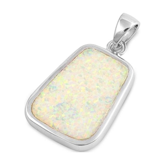 Sterling Silver White Simulated Opal Pendant Statement Charm 925 New Jewelry Female Unisex