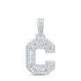 thumbnail image 1 of Sterling Silver White-Tone 3/4 Ctw Natural Diamond Mens Initial "C" Pendant, 1 of 1