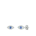 thumbnail image 1 of Sterling Silver Wholesale Blue Simulated Topaz & Clear CZ Protective Eye Earrings 925 New Female, 1 of 3
