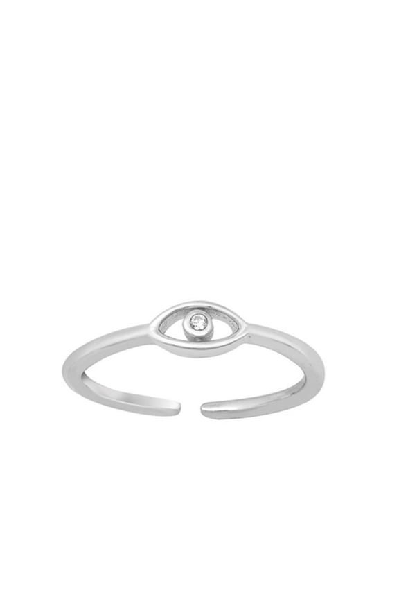 Sterling Silver Wholesale Clear CZ Eye Toe Ring Adjustable Midi Band 925 New Jewelry Female