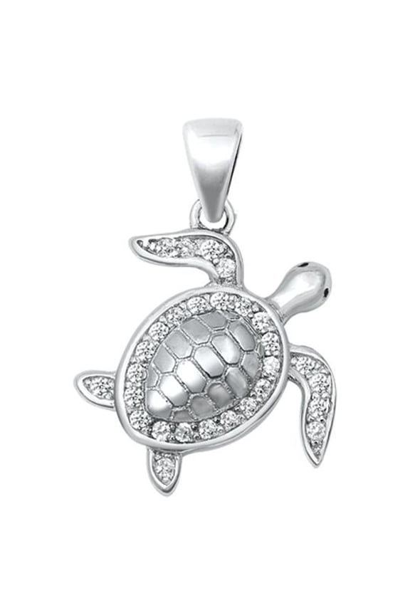 Sterling Silver Wholesale Clear CZ Sea Turtle Pendant Ocean Beach Charm 925 New Jewelry Female