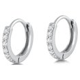 thumbnail image 1 of Sterling Silver Wholesale Clear Cubic Zirconia Hoop High Polished Earrings 925 New Jewelry Female, 1 of 3