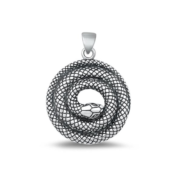 Sterling Silver Wholesale Coiled Snake Medallion Pendant Oxidized Charm 925 New Jewelry Female