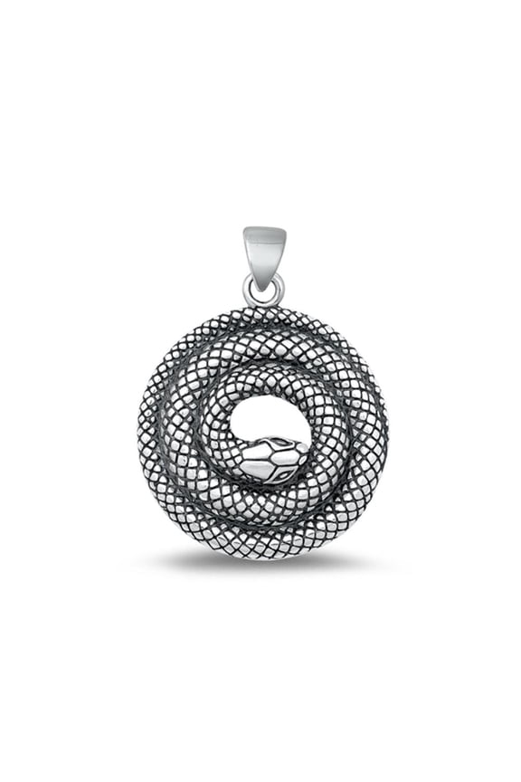Sterling Silver Wholesale Coiled Snake Medallion Pendant Oxidized Charm 925 New Jewelry Female