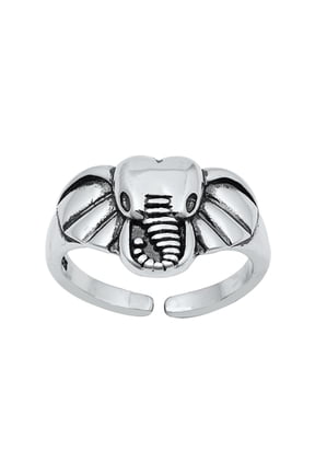 Sterling Silver Wholesale Elephant Head Toe Ring Oxidized Adjustable Midi Band Jewelry Female Unisex