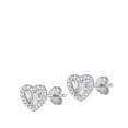 thumbnail image 1 of Sterling Silver Wholesale High Polished Clear Cubic Zirconia Heart Earrings 925 New Jewelry Female, 1 of 3