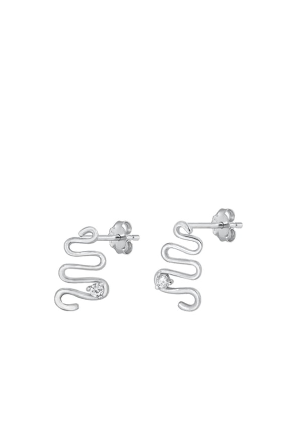 Sterling Silver Wholesale High-Polished Snake Clear Cubic Zirconia Earrings 925 New Jewelry Female