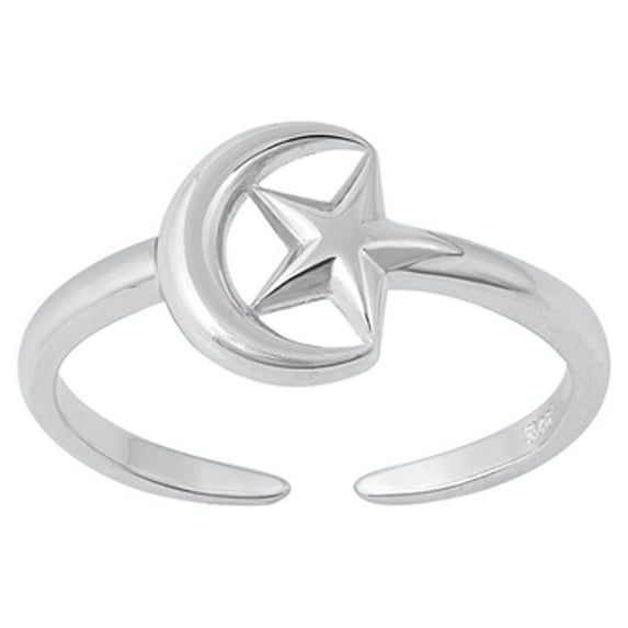 Sterling Silver Wholesale Moon Star Toe Ring Chic Adjustable Midi Band 925 New Jewelry Female Unisex