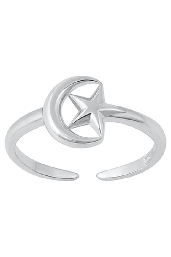 Sterling Silver Wholesale Moon Star Toe Ring Chic Adjustable Midi Band 925 New Jewelry Female Unisex