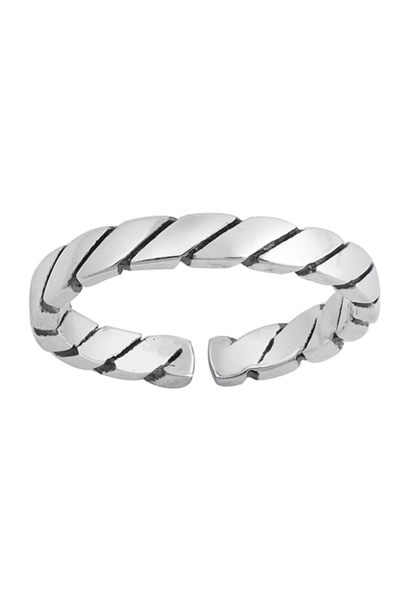 Sterling Silver Wholesale Twisted Rope Toe Ring Oxidized Adjustable Midi Band Jewelry Female Unisex