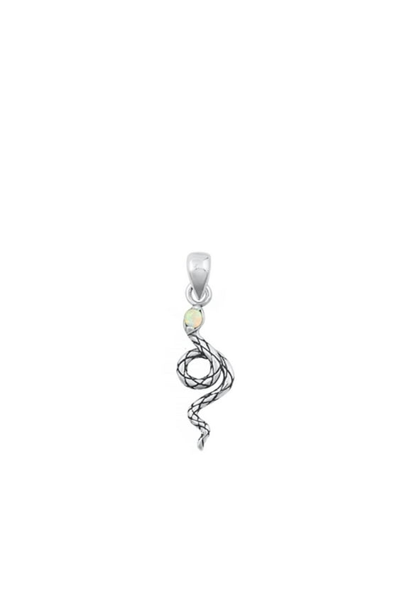 Sterling Silver Wholesale White Simulated Opal Snake Pendant Charm 925 Jewelry Female Unisex