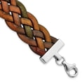 thumbnail image 1 of Sterling Silver Wide Multi-Colored Woven Leather Bracelet, 1 of 2