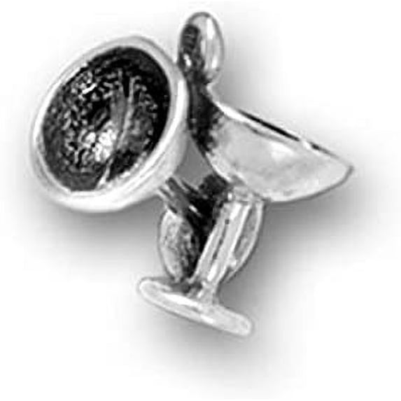 Sterling Silver Wine Glass Charm Item #164 3D Double Glass Cocktail Charm …