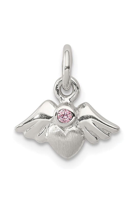 Sterling Silver Winged Heart Necklace with Pink Gemstone, Angel Memorial Pendant for Women, Spiritual Remembrance Jewelry, Religious Guardian Charm