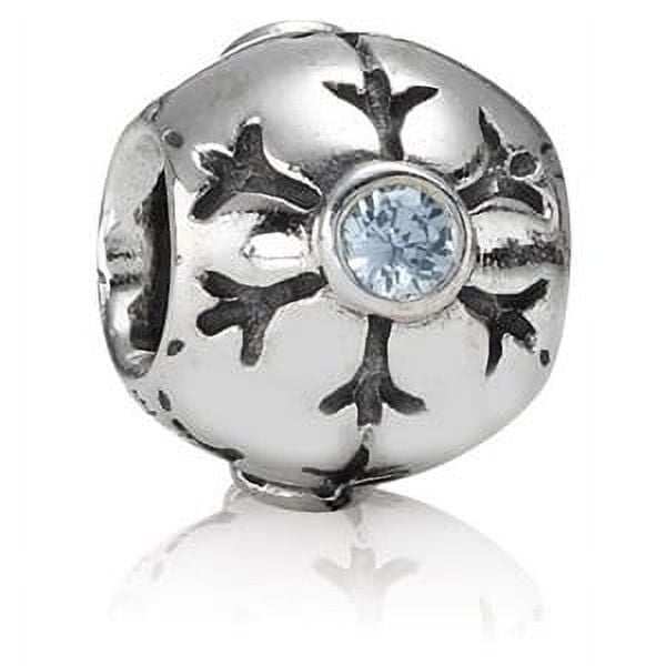 PANDORA JEWELRY COMPANY Sterling Silver Winter Christmas Snowflake Bead Charm with Aqua Zirconia - 790367cza