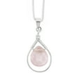 thumbnail image 1 of Sterling Silver Wire-Wrapped Crystal Teardrop Necklace, Pink, 18 Inch, 1 of 2