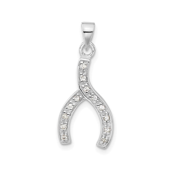 Sterling Silver Wishbone Pendant Necklace for Women with Cubic Zirconia Accents, Symbolic Lucky Charm Representing Hope and Luck, Elegant Minimalist Fashion Jewelry for Daily Wear