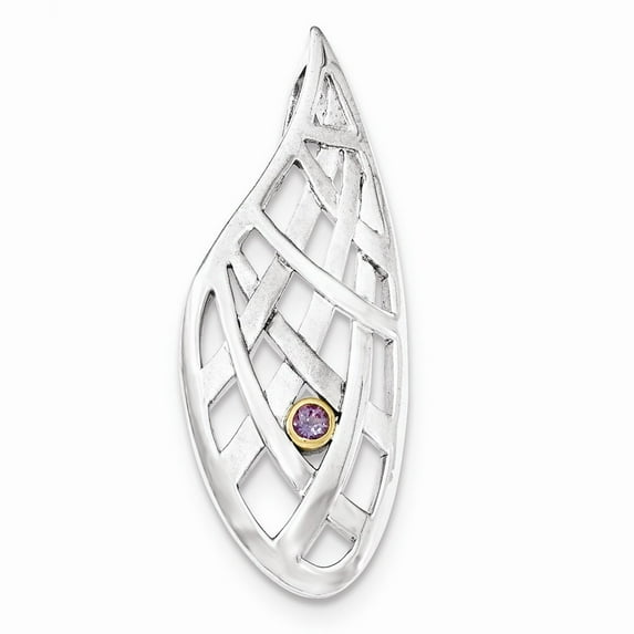 Sterling Silver With 9k Gold Accent Am Teardrop Criss Cross Slide Pendant - Measures 38.35x15.9mm Wide