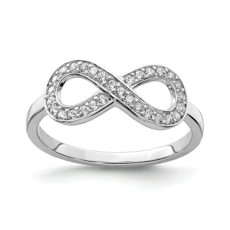Sterling Silver With Cubic Zirconia Infinity Ring Size 5