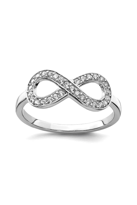925 Sterling Silver Polished With Cubic Zirconia Infinity Ring Size 7 7mm Wide Ring for Women