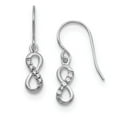 thumbnail image 1 of Sterling Silver With Cubic Zirconia Infinity Symbol Shepard Hook Earrings - Measures 24x5mm Wide, 1 of 2