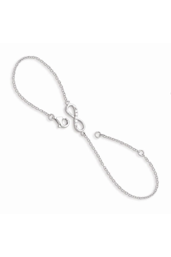Sterling Silver With Cubic Zirconia Infinity Symbol With 1 In Ext Bracelet - 7 Inch - Measures 5.3mm Wide
