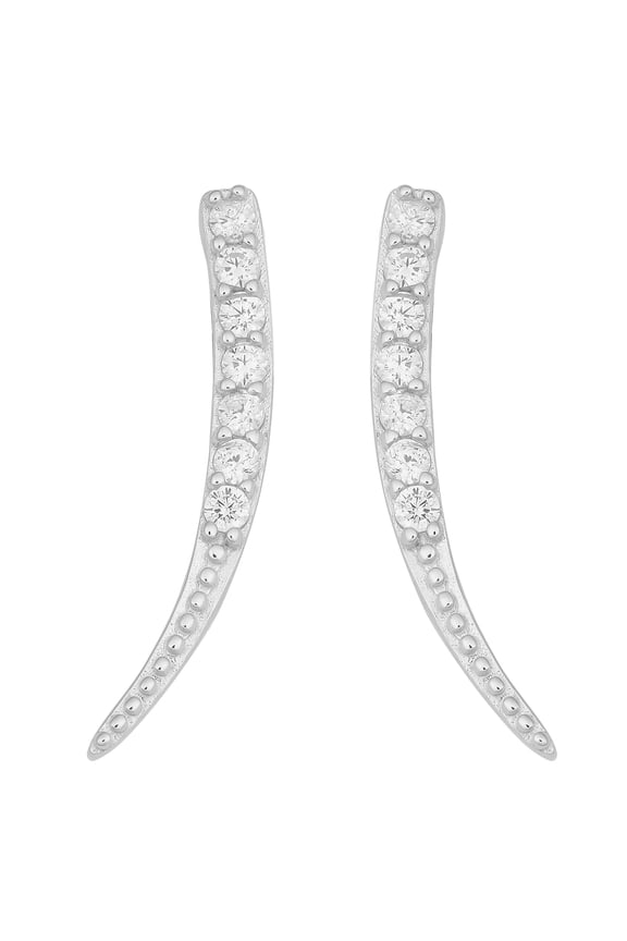 KoolJewelry Sterling Silver with Cubic Zirconia Stylish Tusk Earrings