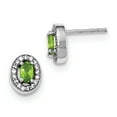 thumbnail image 1 of Sterling Silver With Light Green and White Cubic Zirconia Oval Stud Earrings - Measures 9x8mm Wide, 1 of 2