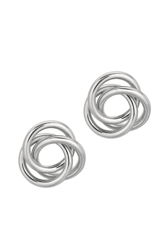 Sterling Silver With Rhodium Finish 16.0mm Shiny Coil Type Love Knot Earrings