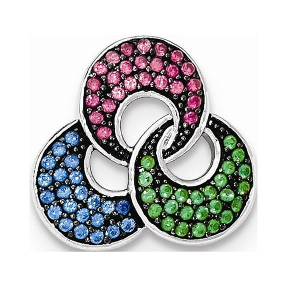 Sterling Silver With Simulated Stones Chain Slide - Measures 15.7x17.25mm Wide