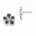 thumbnail image 1 of Sterling Silver With Simulated Stones and Cubic Zirconia Post Earrings - Measures 12x13mm Wide, 1 of 2